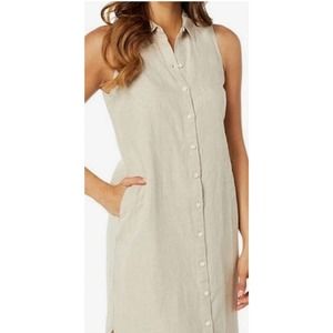 H by Halston Lightweight Linen Sleeveless Button Down Dress Size M